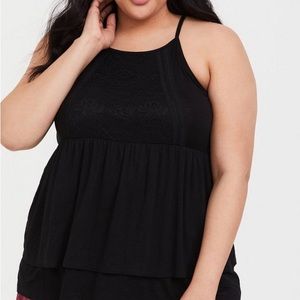 Lace high neck tank